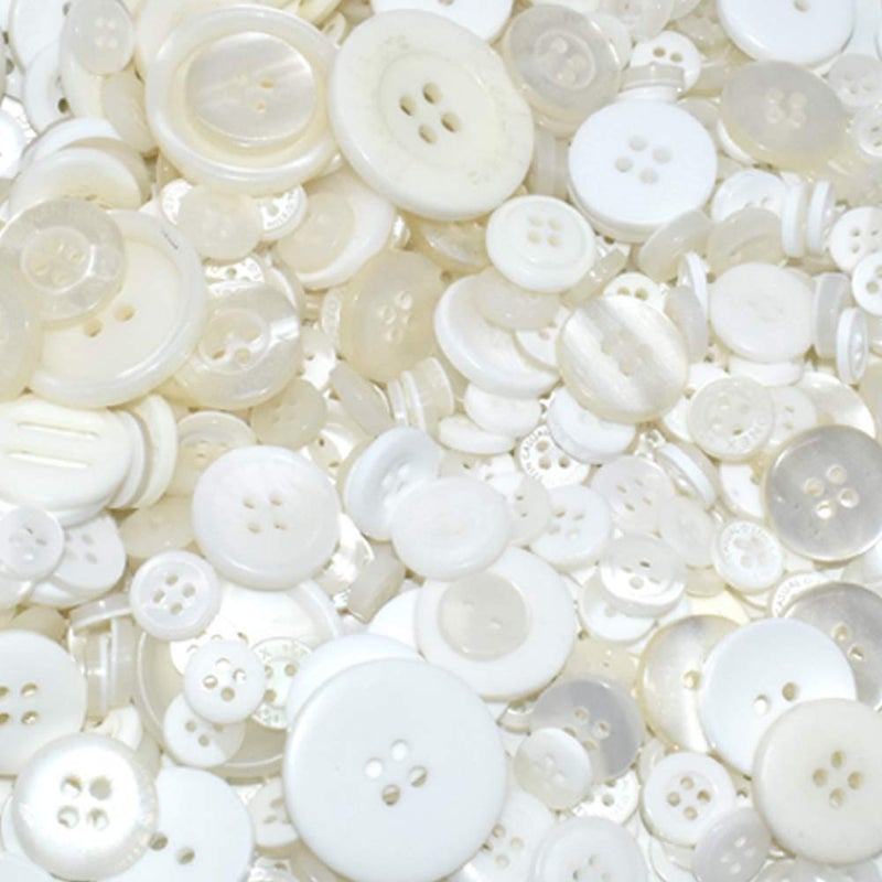 Renashed 650 PCS Assorted Size Resin Round Buttons DIY Craft Sewing Decorations for Kid's Painting (White) - Image 3